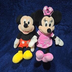 Disney Mickey and Minnie Mouse Plush Duo - Black, Pink, Yellow